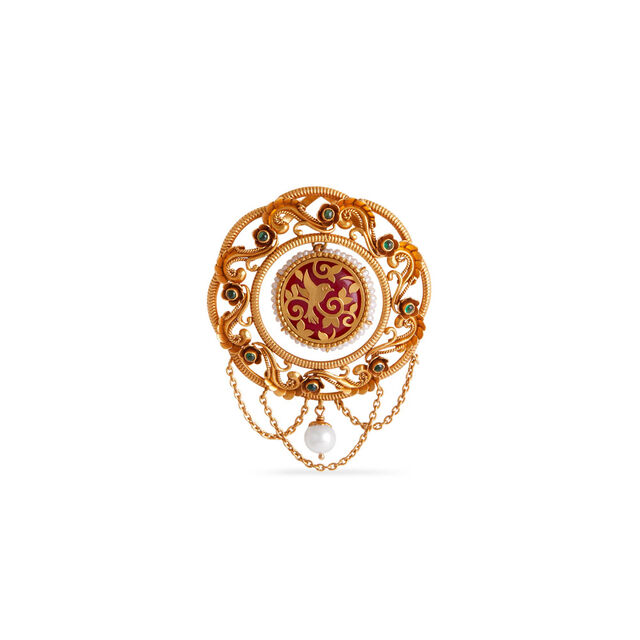 Tanishq 22KT Gold Pendant and Earrings Set 2