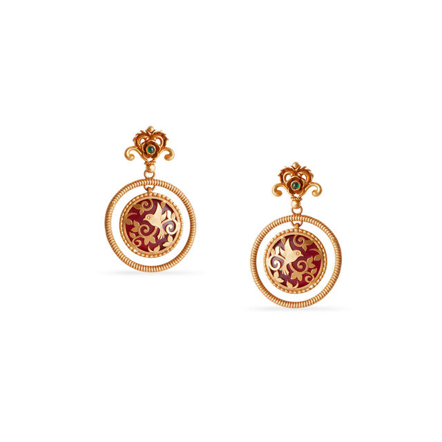 Tanishq 22KT Gold Pendant and Earrings Set 4