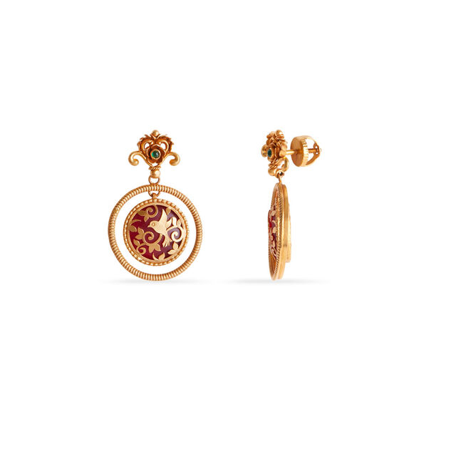 Tanishq 22KT Gold Pendant and Earrings Set 5