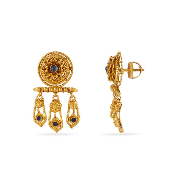 Tanishq 22KT Gold Pendant and Earrings Set 5
