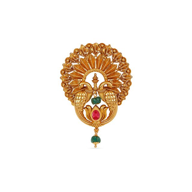 Tanishq 22KT Gold Pendant and Earrings Set 2