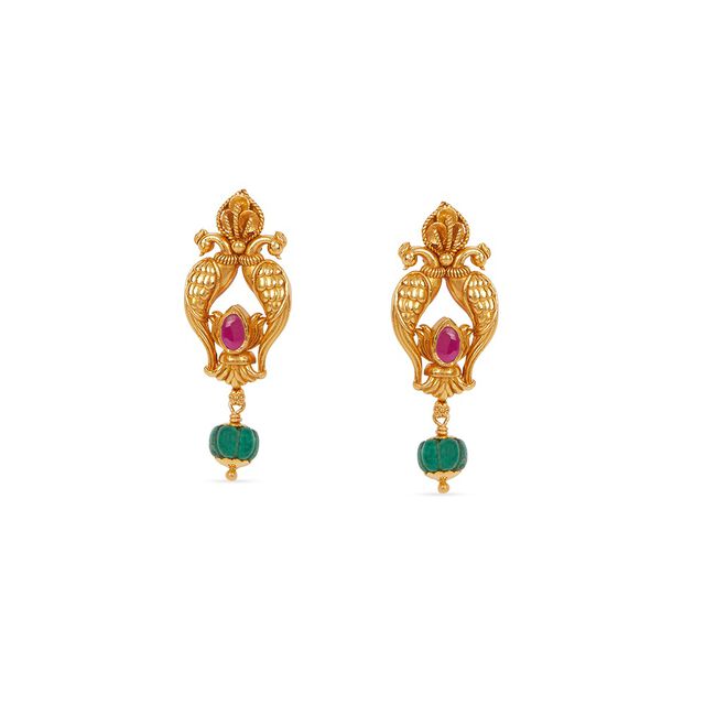 Tanishq 22KT Gold Pendant and Earrings Set 4