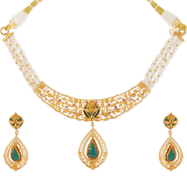 Tanishq 22KT Gold Necklace Set 