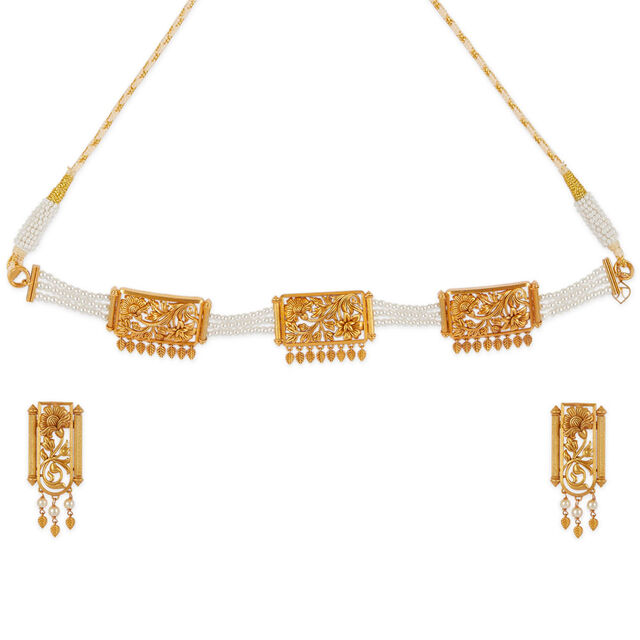 Tanishq 22KT Gold Necklace Set 