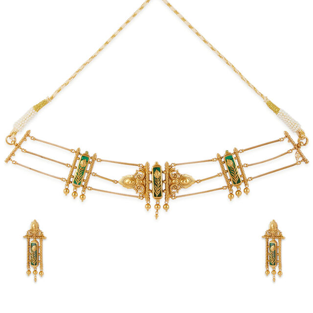Tanishq 22KT Gold Necklace Set 