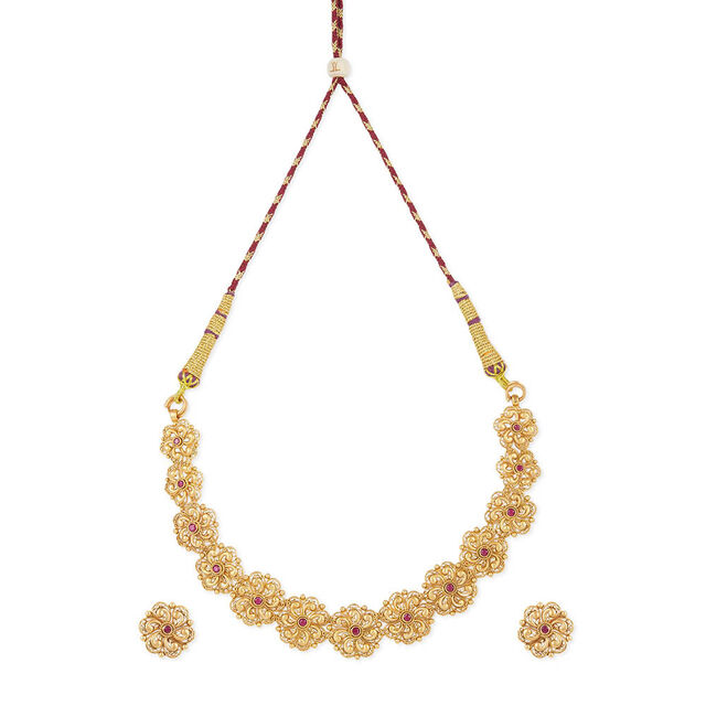 Tanishq 22KT Gold Necklace Set for Women 
