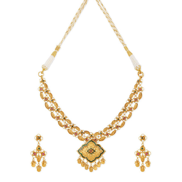 Tanishq 22KT Gold Necklace Set for Women 
