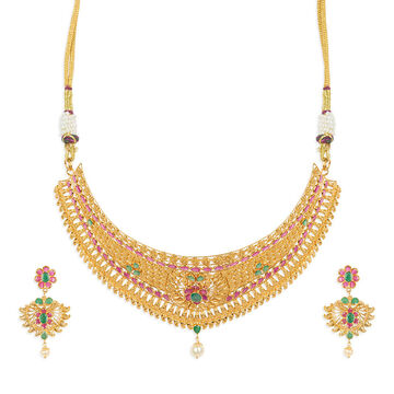 Tanishq 22KT Gold Neckwear with Earrings for Women