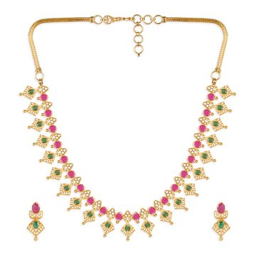 Tanishq 22KT Gold Neckwear with Earrings for Women