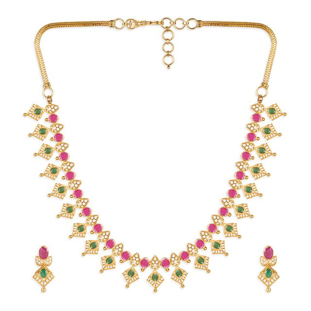 Tanishq 22KT Gold Neckwear with Earrings for Women 