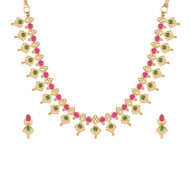 Tanishq 22KT Gold Neckwear with Earrings for Women 2
