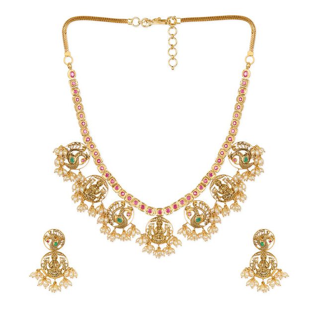 Tanishq 22KT Gold Neckwear with Earrings for Women 