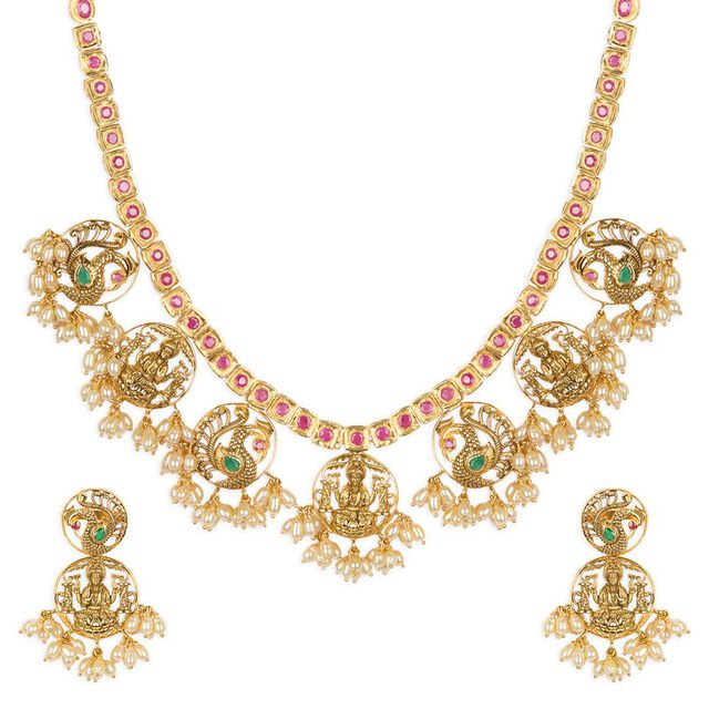 Tanishq 22KT Gold Neckwear with Earrings for Women 2
