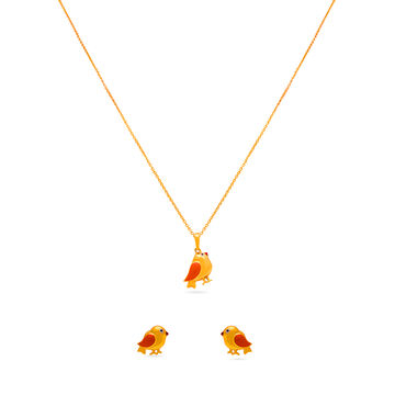 Adorable Bird Necklace and Earrings Set