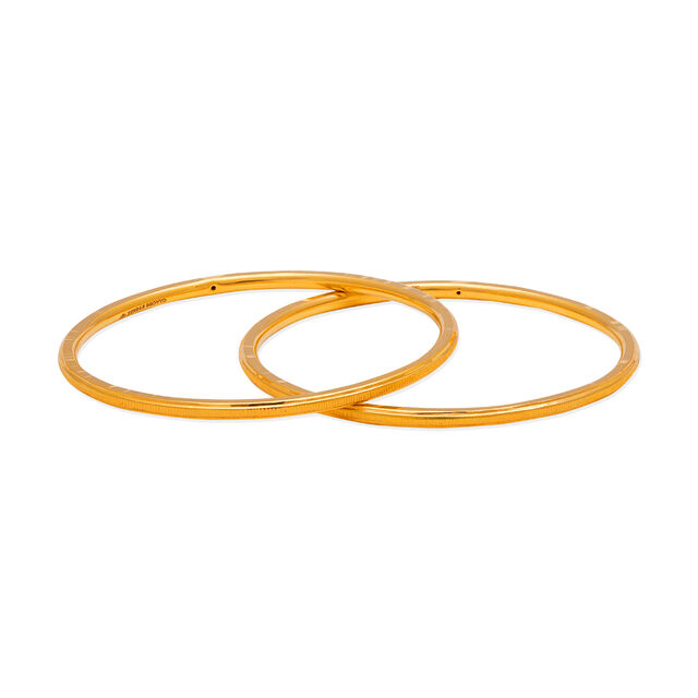 Simple Gold Grooved Bangle