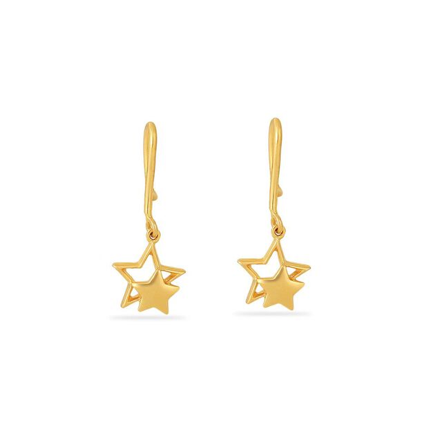 Twinkling Star Gold Hoop Earrings for Kids 