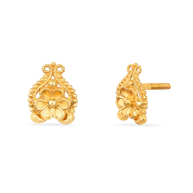 Tiny Twirl Gold Stud Earrings for Kids 4