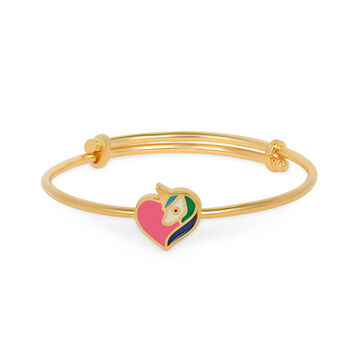 Peacock Heart Gold Bangle for Kids
