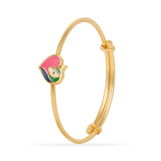 Peacock Heart Gold Bangle for Kids 2