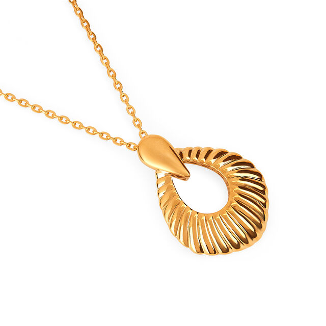 Tanishq 22KT Gold Pendant with Chain and Earrings Set for Women 2