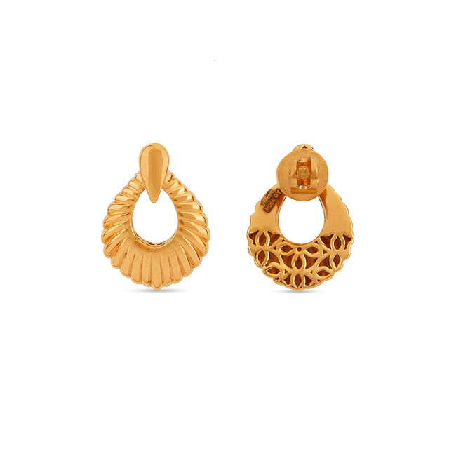 Tanishq 22KT Gold Pendant with Chain and Earrings Set for Women 4