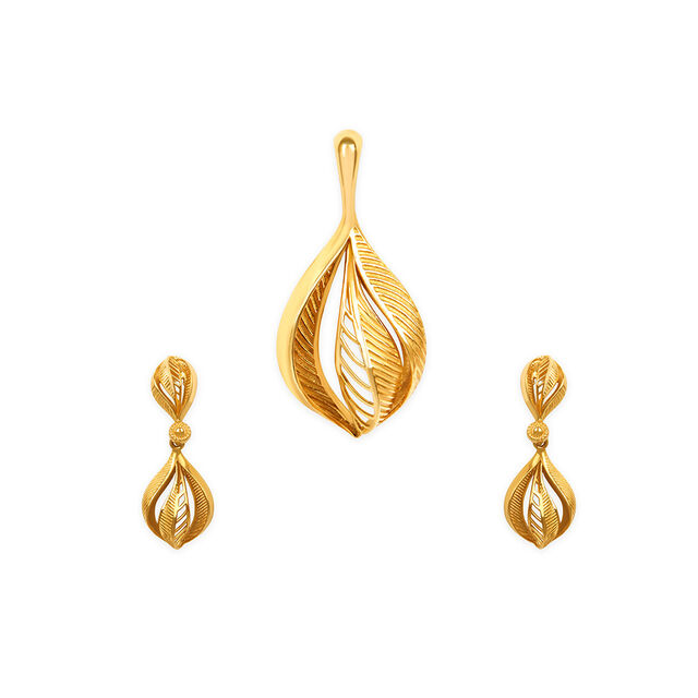 Gilded Grove Gold Pendant and Earrings Set 