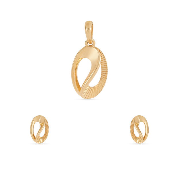 Tanishq 22KT Gold Pendant and Earrings Set for Women 