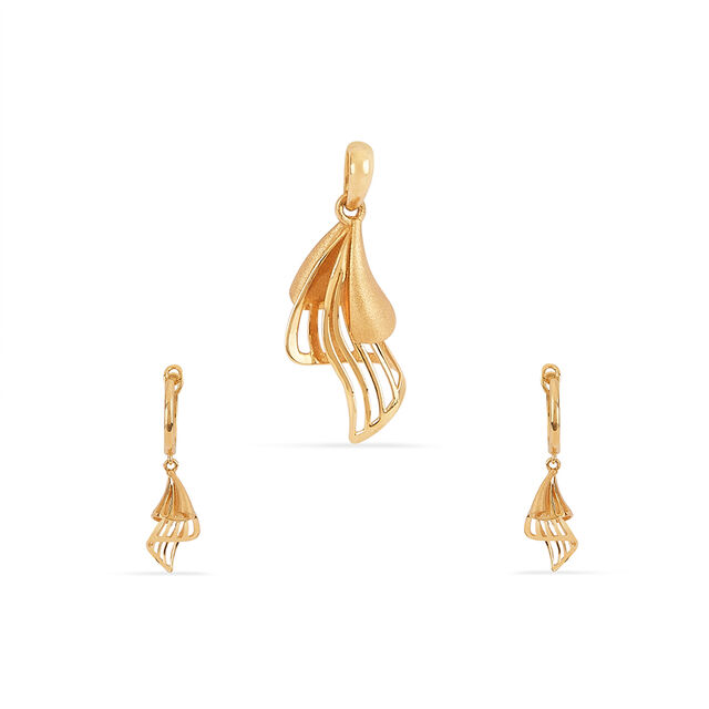 Tanishq 22KT Gold Pendant and Earrings Set for Women 