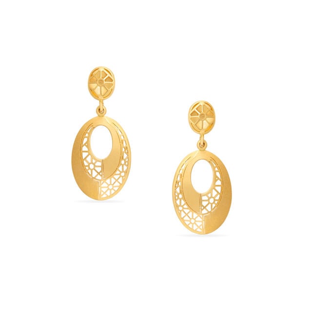 Tanishq 22KT Gold Pendant and Earrings Set 4