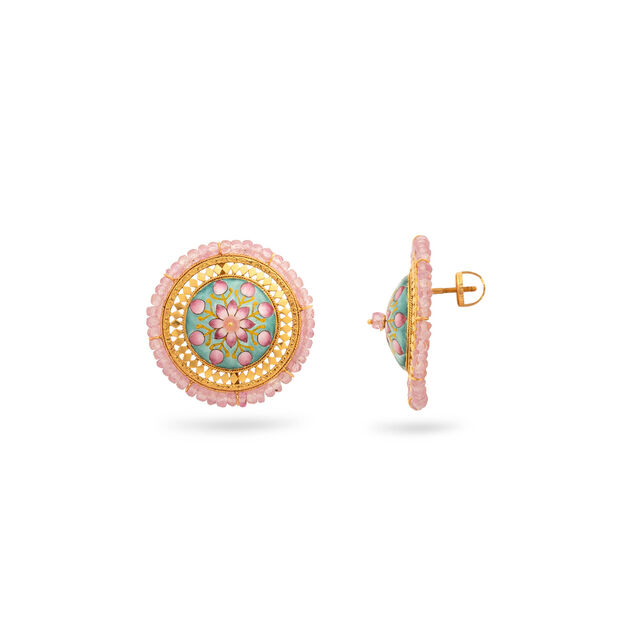 Intricate Petal Melody Gold Studs,,hi-res