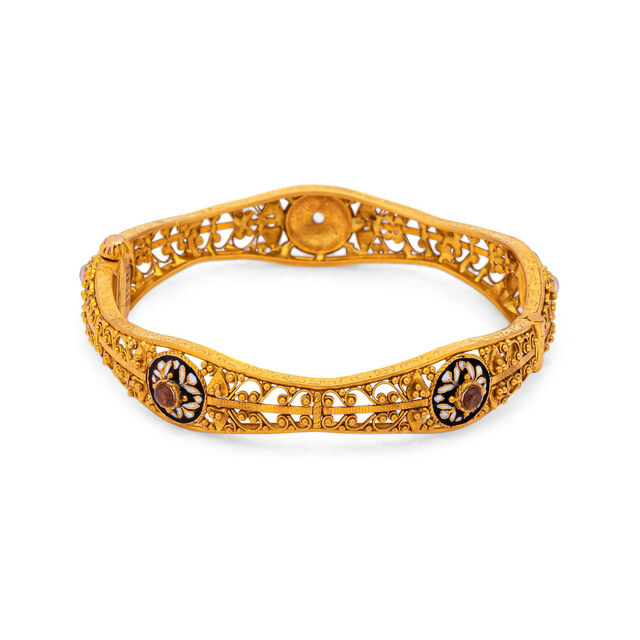Gold Heritage Wave Bangle,,hi-res 