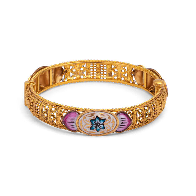 Lotus Majesty Gold Bangle,,hi-res 