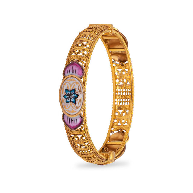 Lotus Majesty Gold Bangle,,hi-res 2
