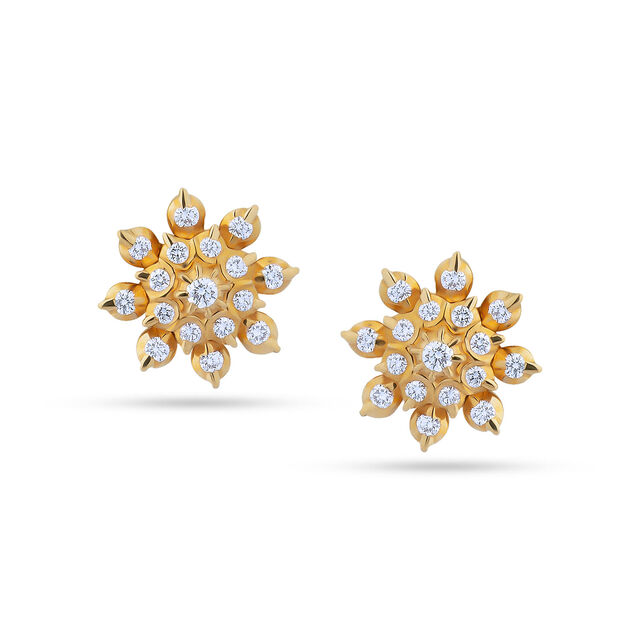 Sparkling Floral Gold Studs 