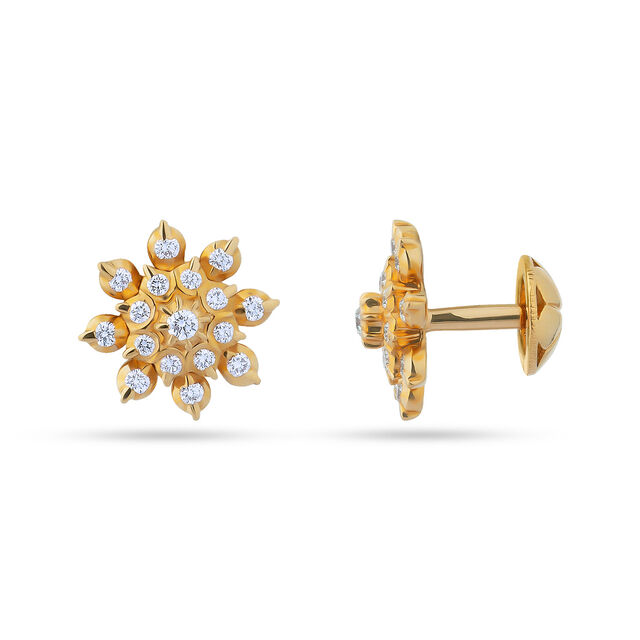 Sparkling Floral Gold Studs 2