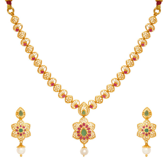 Tanishq 22KT Gold Necklace Set 