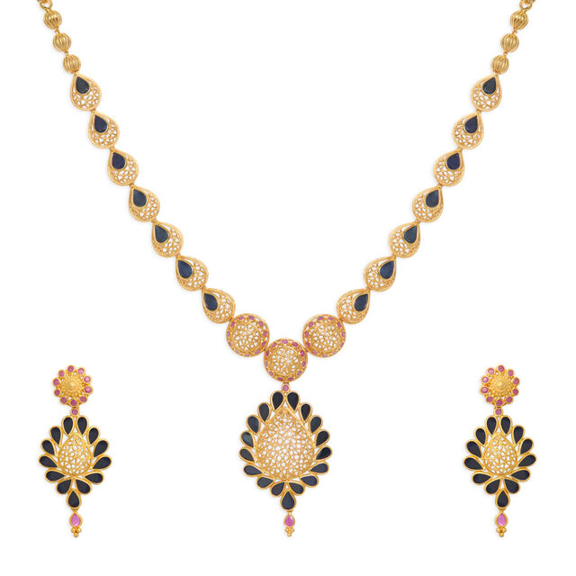 Tanishq 22KT Gold Necklace Set 
