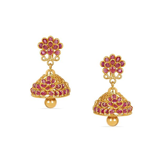 Tanishq 22KT Gold Jhumka Earrings for Women 