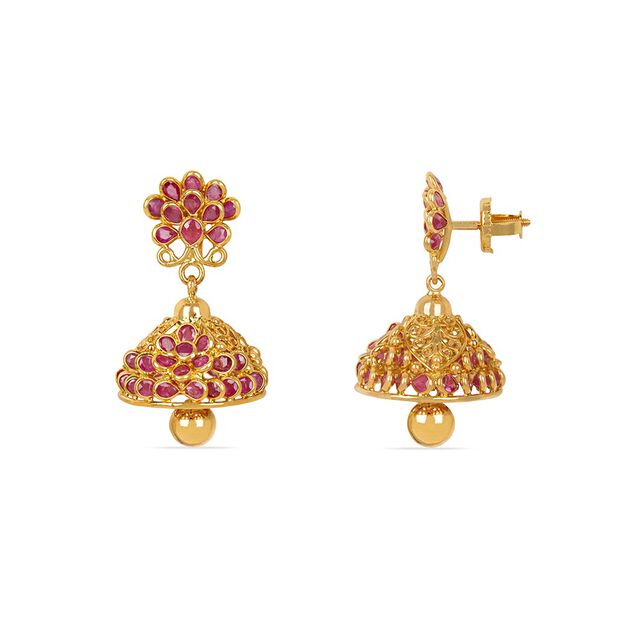 Tanishq 22KT Gold Jhumka Earrings for Women 2