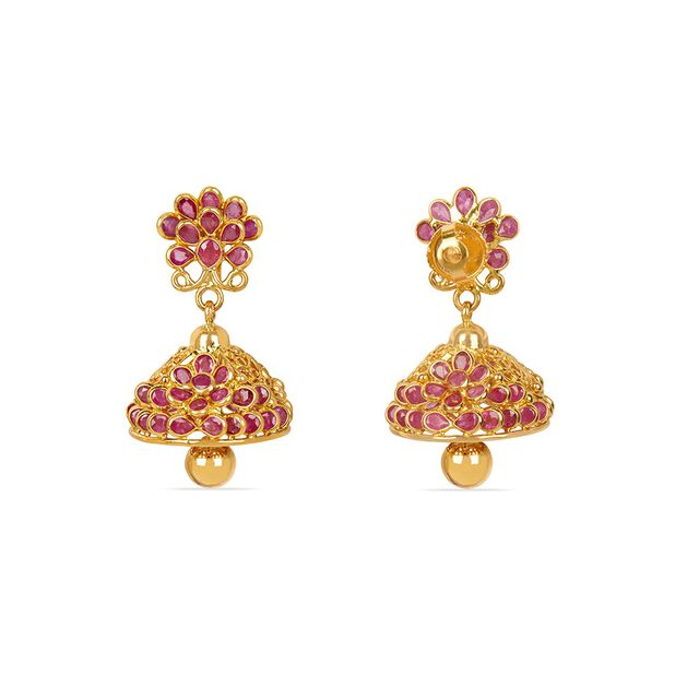 Tanishq 22KT Gold Jhumka Earrings for Women 3