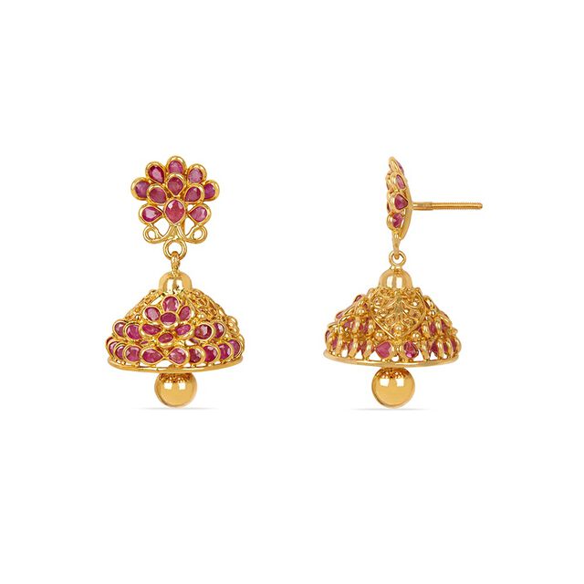Tanishq 22KT Gold Jhumka Earrings for Women 4
