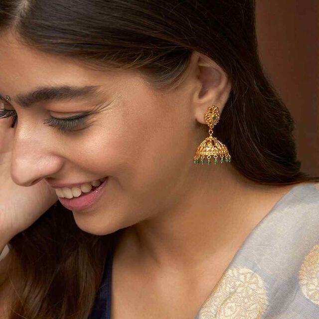 Tanishq 22KT Open Polki Jhumka Earrings for Women 2