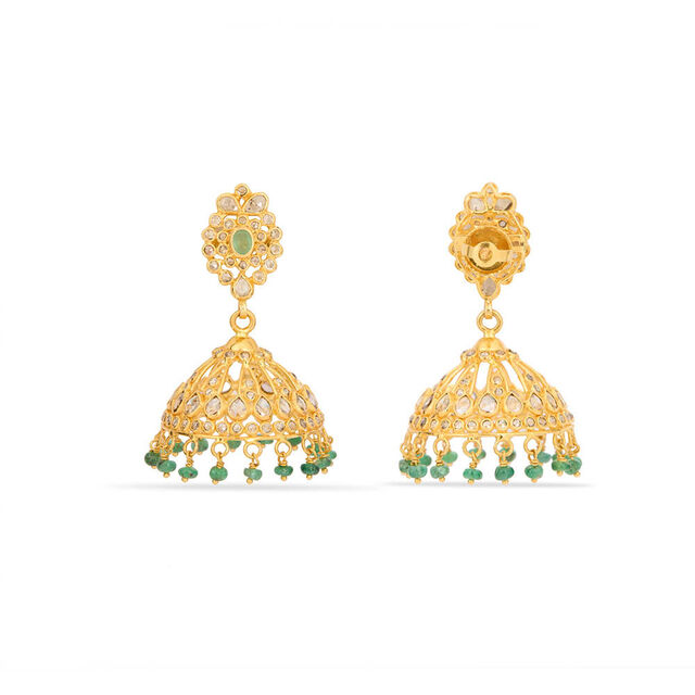 Tanishq 22KT Open Polki Jhumka Earrings for Women 
