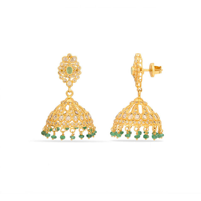 Tanishq 22KT Open Polki Jhumka Earrings for Women 3