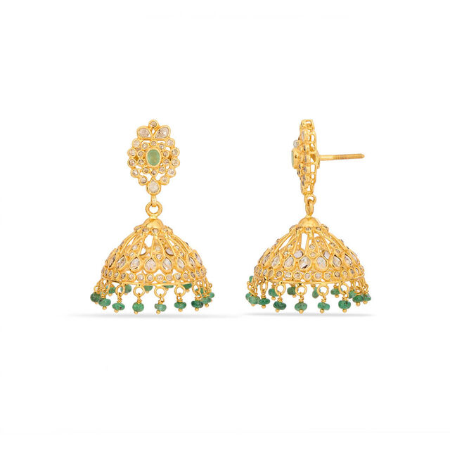 Tanishq 22KT Open Polki Jhumka Earrings for Women 4
