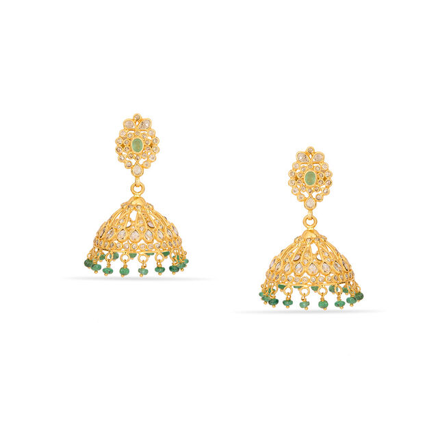 Tanishq 22KT Open Polki Jhumka Earrings for Women 5
