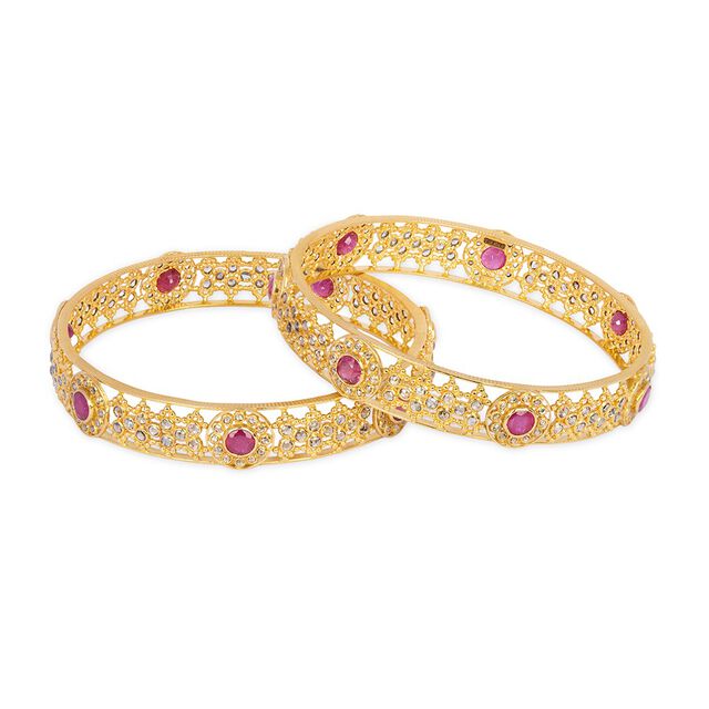 Tanishq 22KT Open Polki Bangle for Women 4
