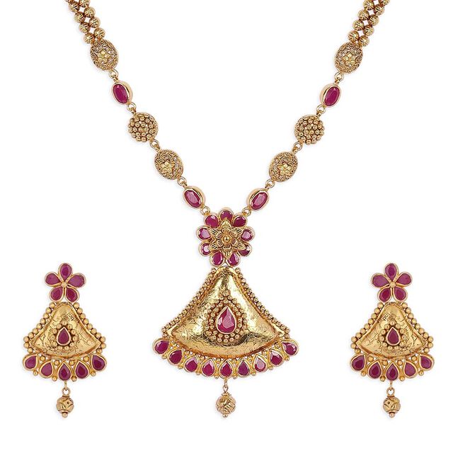 Tanishq 22KT Gold Necklace Set for Women 
