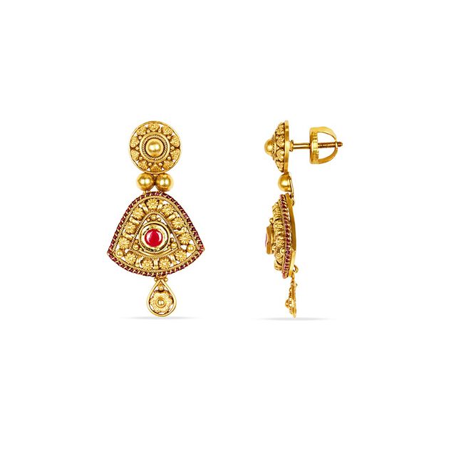 Tanishq 22KT Glass Kundan Neckwear with Earrings for Women 5
