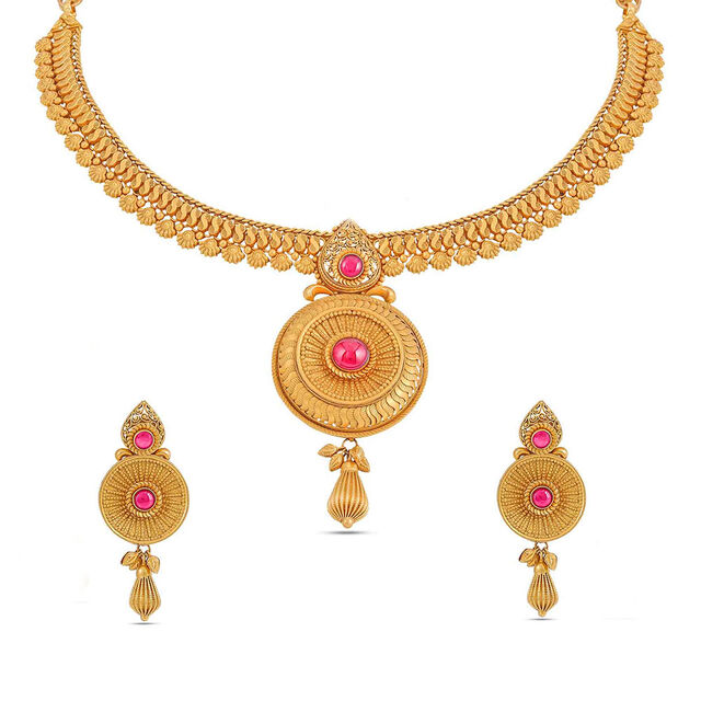 Tanishq 22KT Gold Necklace Set for Women 